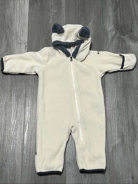 Columbia baby Cream One-Piece Fleece Footie with Gray Trim/ size 3-6 Months